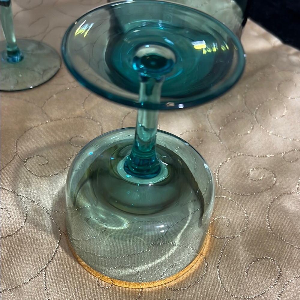 HUNGARIAN  Gold & Aqua COCKTAIL PITCHER set OF 3 pieces - Picture 4 of 9